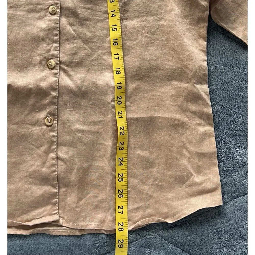 Natural Collection Women's linen Shirt size Large V Neck 3/4 Sleeves Embroidery - Picture 7 of 11